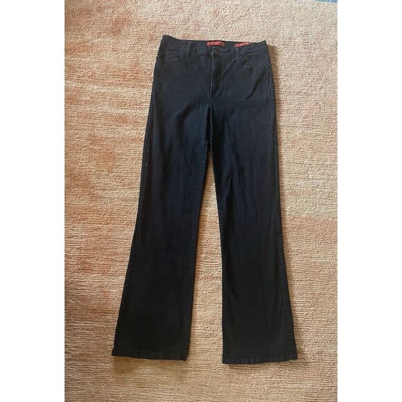 NYDJ Tummy Tuck Jeans Black Bootcut Studded Sides Size 10 Made in USA - Picture 1 of 9